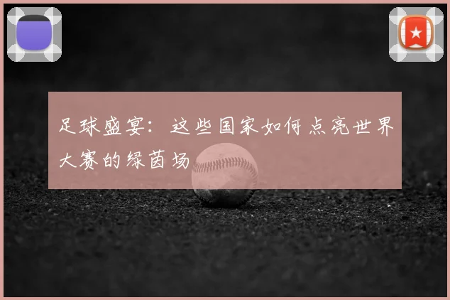 足球盛宴:这些国家如何点亮世界大赛的绿茵场